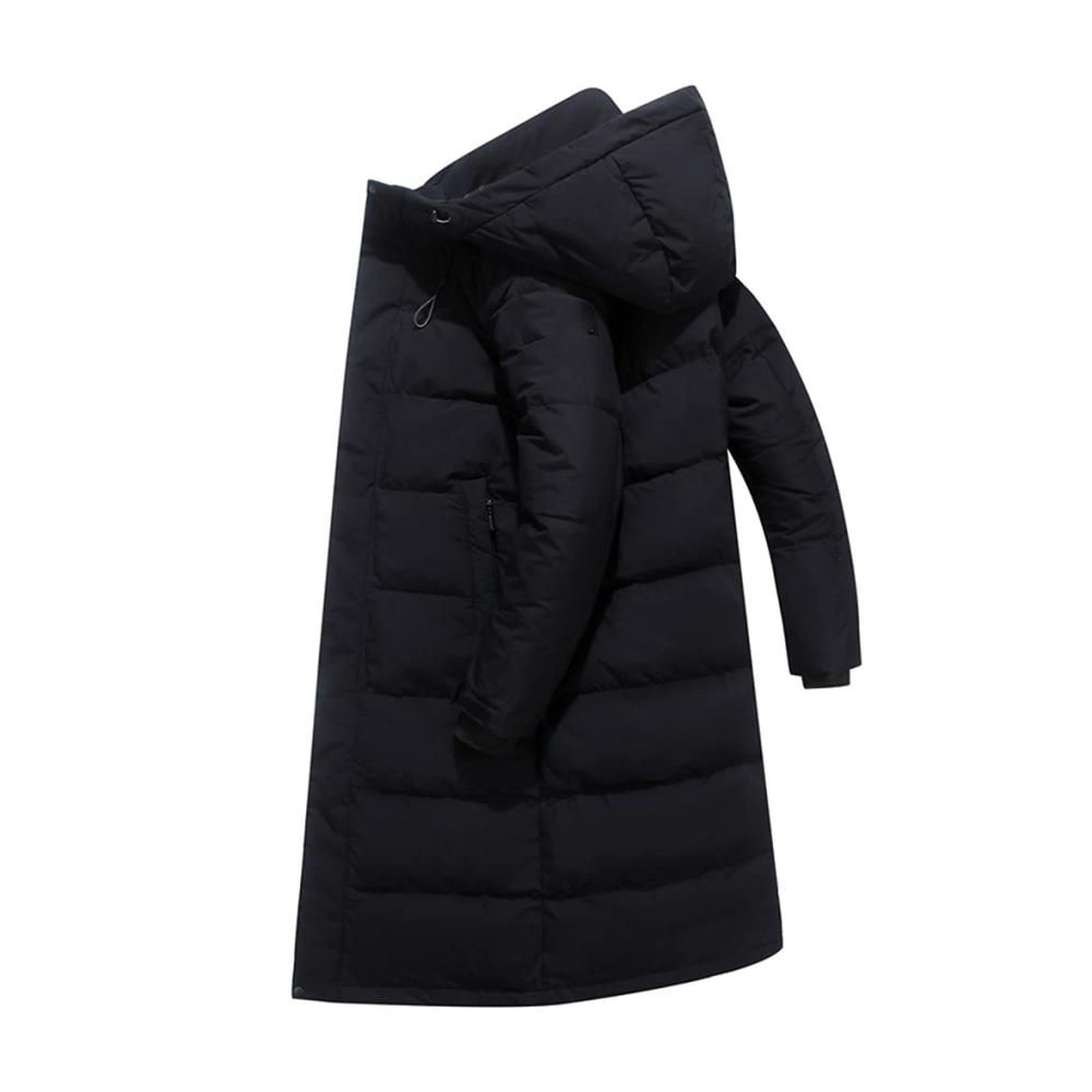 Herren Daunenparka mit Kapuze Lang geschnitten dick gefüttert & warm mit 90 % weißer Entendaunenfüllung