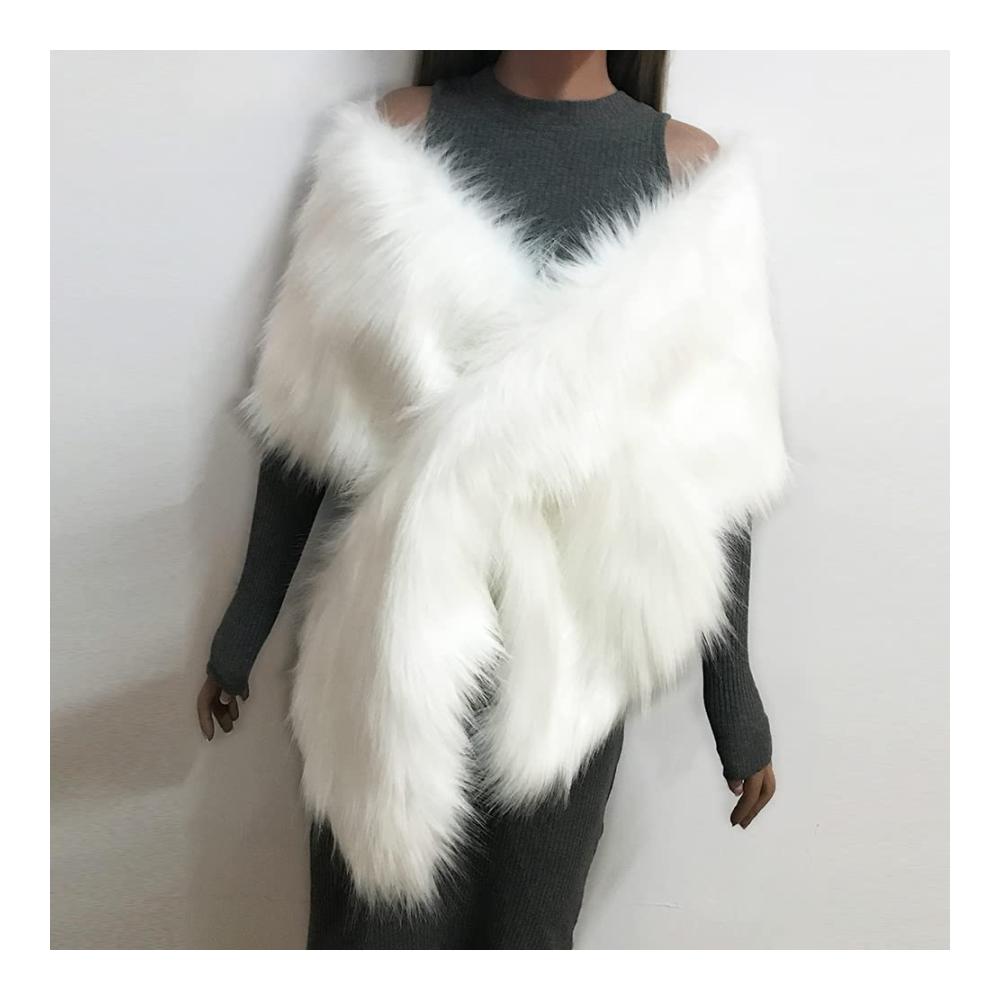 Hochwertige Kunstfell-Schals für Damen Winter-Umschlagtücher für Hochzeiten Brautstola Brautjungfern - Stilvoller Flapper-Umhang im 1920er-Jahre Design (Einheitsgröße