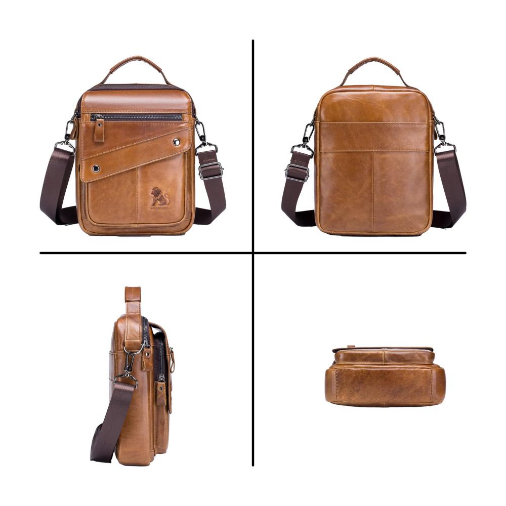 Herren Leder Umhängetasche - Business Messenger Bag mit verstellbarem Schultergurt