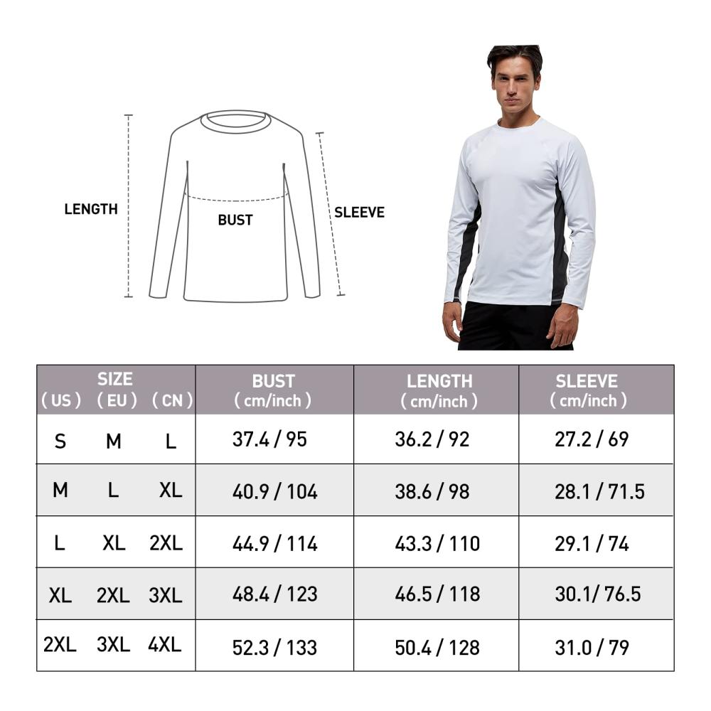 UV-Schutz Langarmshirt für Herren - Schnelltrocknendes atmungsaktives Wandershirt mit UPF 54 ideal zum Surfen Laufen Angeln und Wandern - In Weiß und Grau