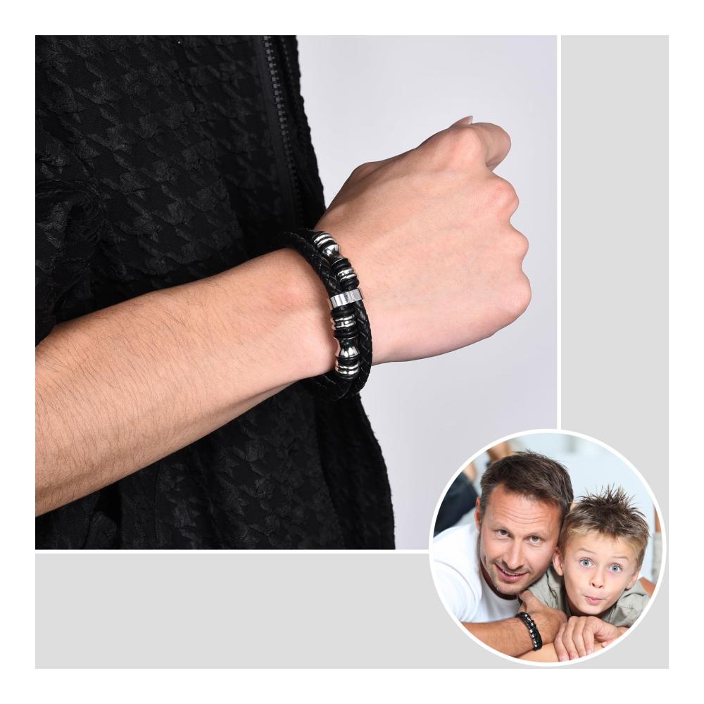 Herren Lederarmband mit Magnetverschluss - Stilvolles Geschenk für Männer 2-lagiges Flechtarmband als perfektes Armband für deinen Sohn