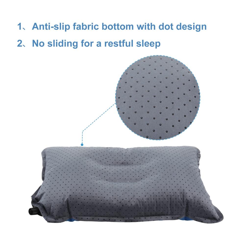 Aufblasbares Campingkissen mit Schaumstofffüllung - Ergonomisches Strand- und Reisekissen für Büro Auto & Outdoor (49x30 cm Blau
