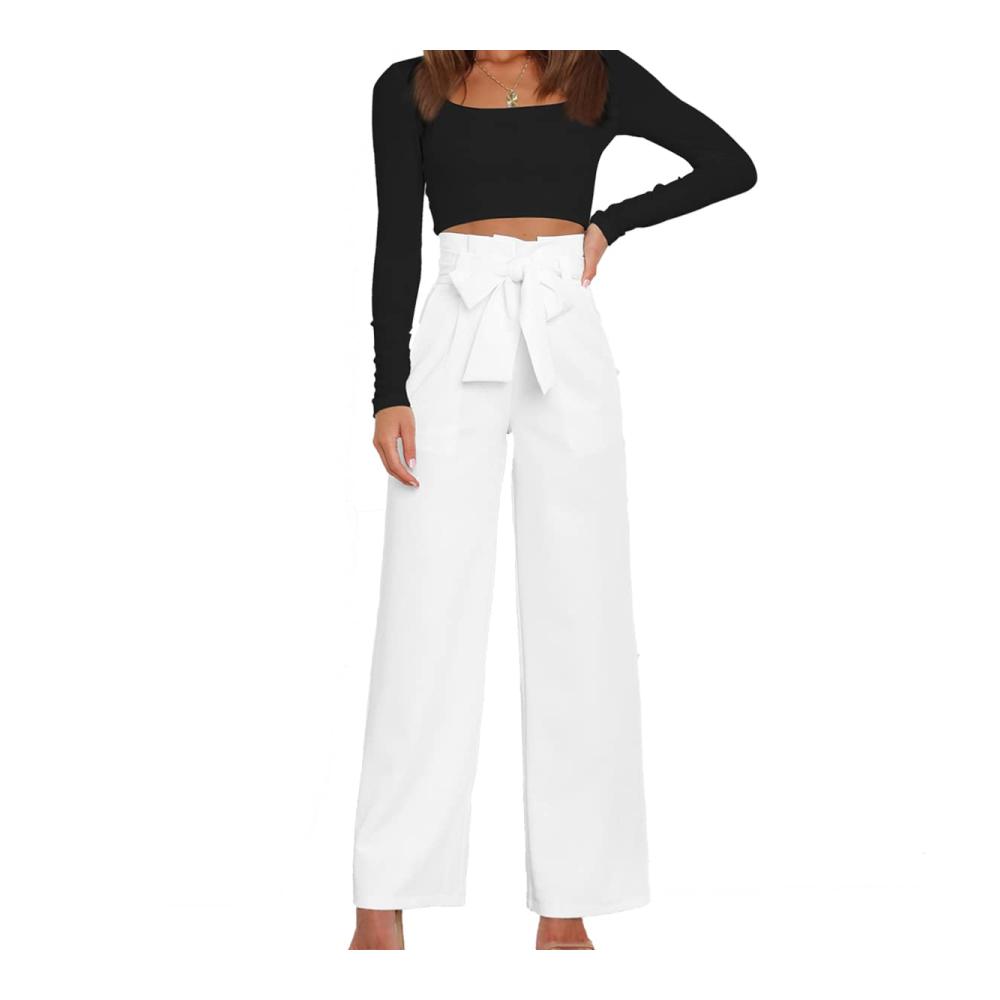 Damenanzug Fließende High-Waist Hose mit Gürtel für Pendler und lässige Anlässe