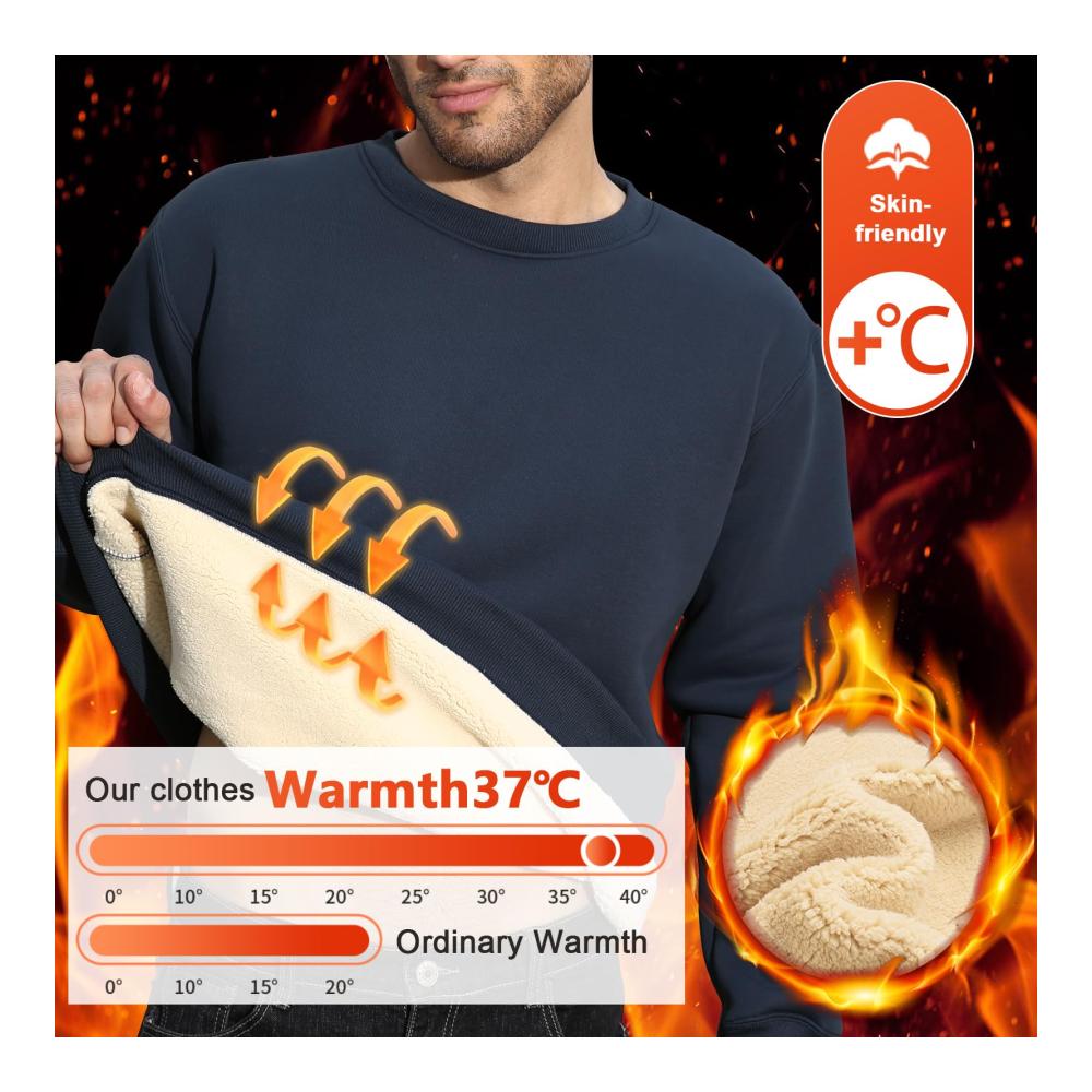 Herren Winter Fleece Pullover - Langarm Basic Sweater mit Rundhalsausschnitt für Warmth und Stil