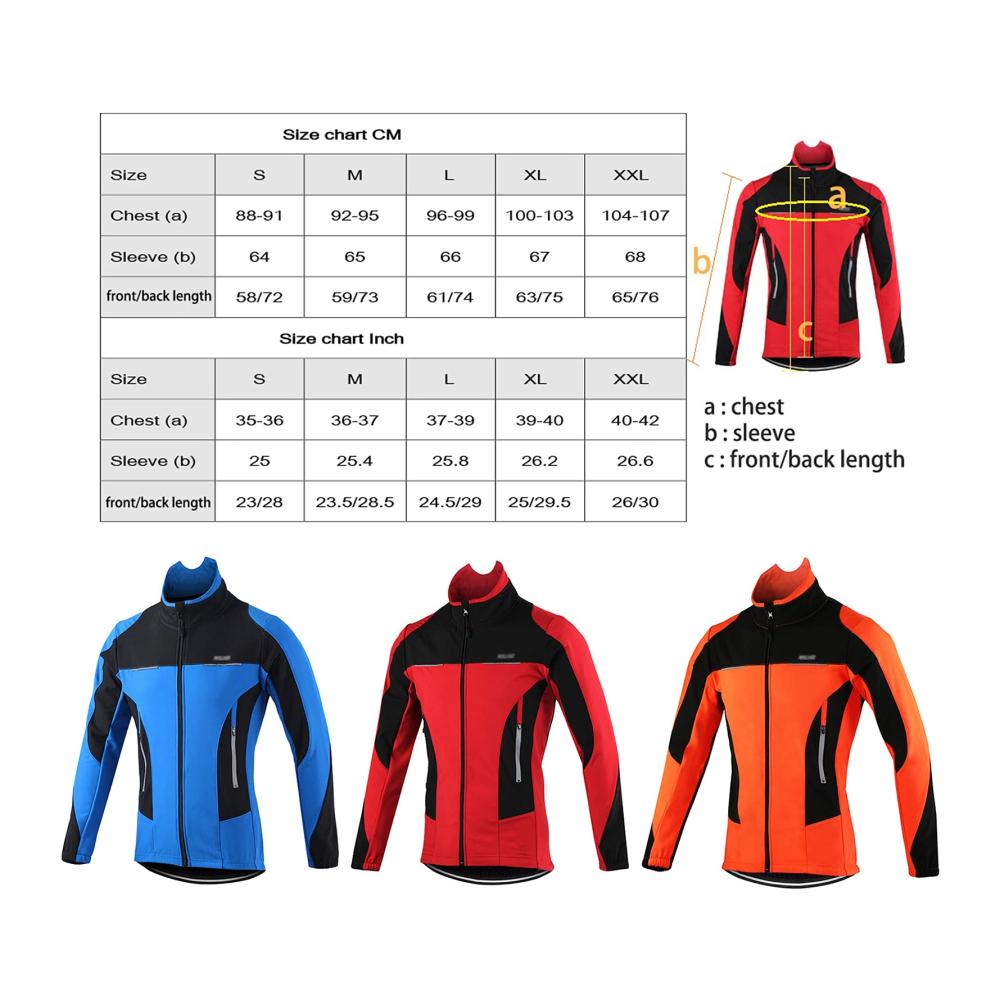 Herren Radjacke | Winter-Fahrradjacke mit Fleece | Wind- und wasserdichte Thermo-Langarmjacke | Reflektierende Fahrradbekleidung für Wärme