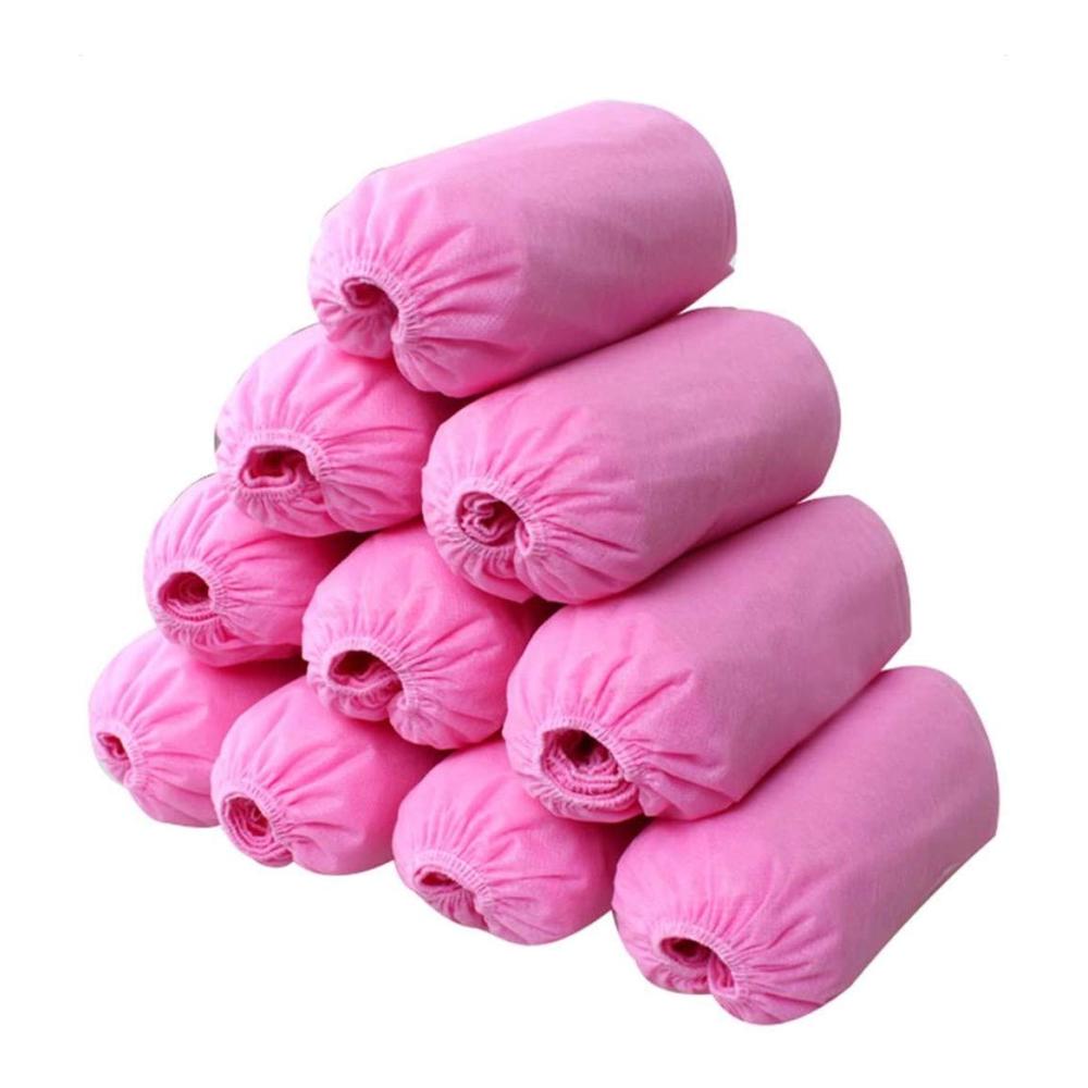 100 Stück Einweg-Galoschen aus Vliesstoff und Kunststoff für saubere Teppiche - Innen- und Außenbereich schützen Sie Ihren Boden (pink