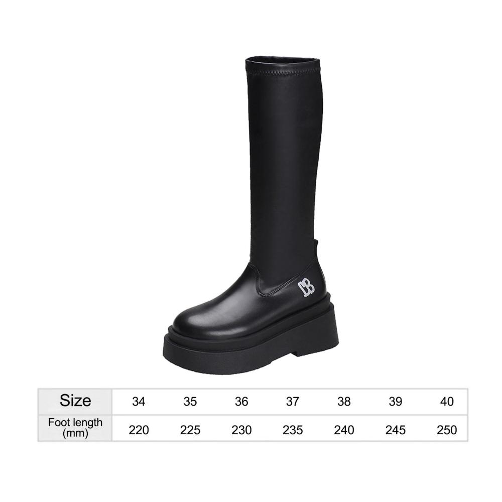 Damen Kniehohe Stiefel im Gothic Motorradstil - Modische Reitstiefel mit runder Spitze und dicker Sohle für stilbewusste Töchter