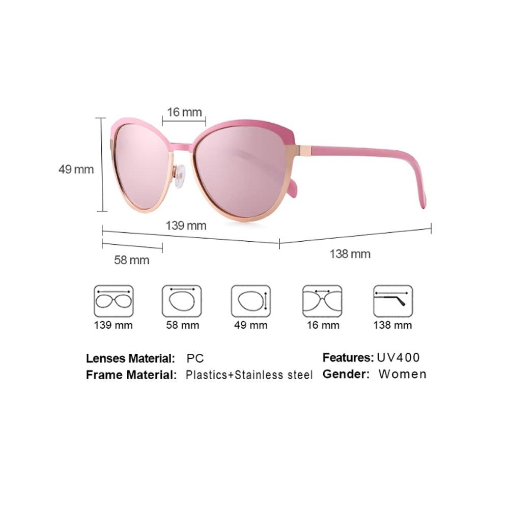 Übergroße Damen Sonnenbrille Mode Katzenaugen Designer Spiegelgläser UV400 Schutz