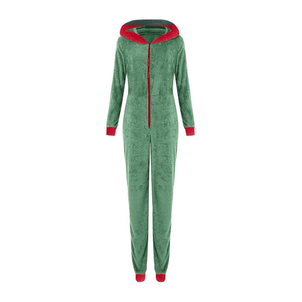 Bademantel Damen – Langärmliger Pyjama mit Kapuze Reißverschluss und Taschen – Patchwork-Design – Gemütlicher Onesie Overall – Kapuzenbademantel für Frauen