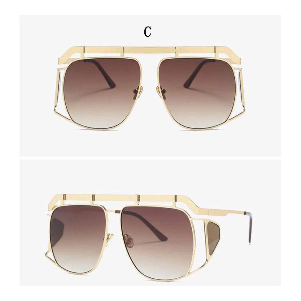 Sonnenbrille Damen - Großer Rahmen Unregelmäßige Linse UV-Schutz - Ideale Sonnenbrille für Dekoration Reisen Sonnenschutz und Fahren - Vielseitig für verschiedene Gesichtsformen (Farbe C