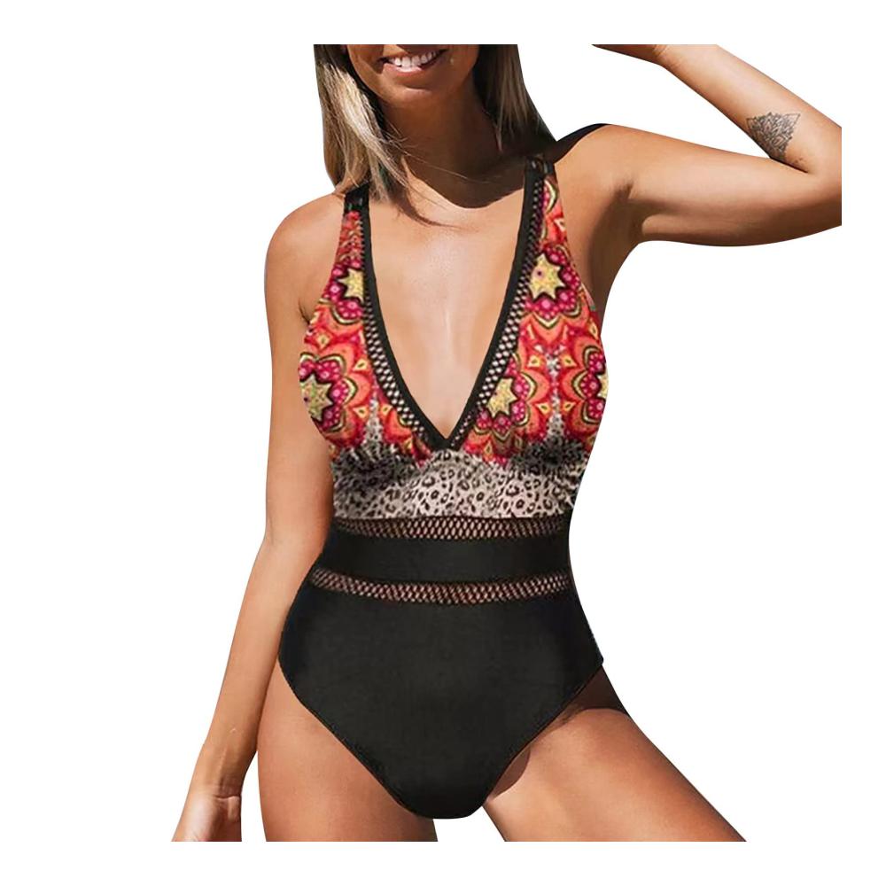 Monokini Damen Badeanzug | Figurformender Einteiler für Damen | Bauchweg Schlankheits Badeanzug mit Shaping Effekt | Schwarzer Sportlicher Monokini für Damen | Modischer Damen Badeanzug | Schlankheits Bademode für Damen