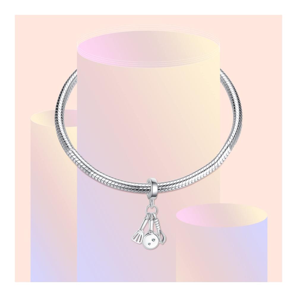 925 Sterling Silber Bead Charms Set - Pizza Bubble Tea Halloween & Geburtstag Geschenke für Frauen & Mädchen - Passend für Armbänder