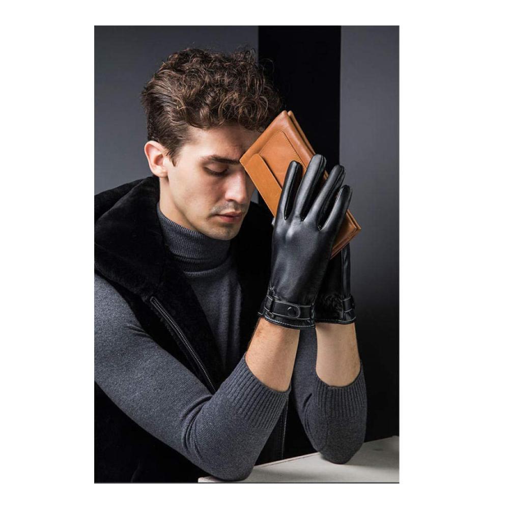 Herren Winterhandschuhe Warme Wasserdichte Lederhandschuhe für Touchscreen in Brauner Farbe