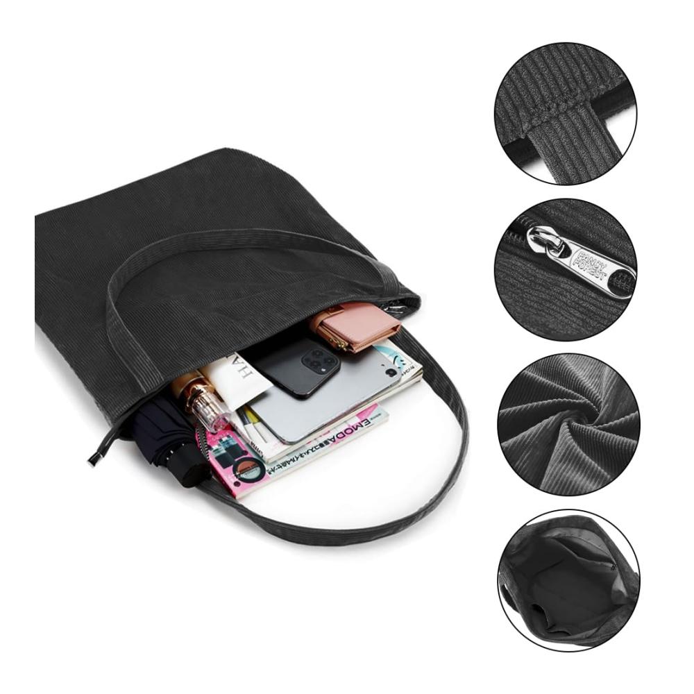 Cord-Tasche aus Rippstoff für Damen – Modische Canvas-Schultertasche mit großer Kapazität süße Geldbörse für Mädchen
