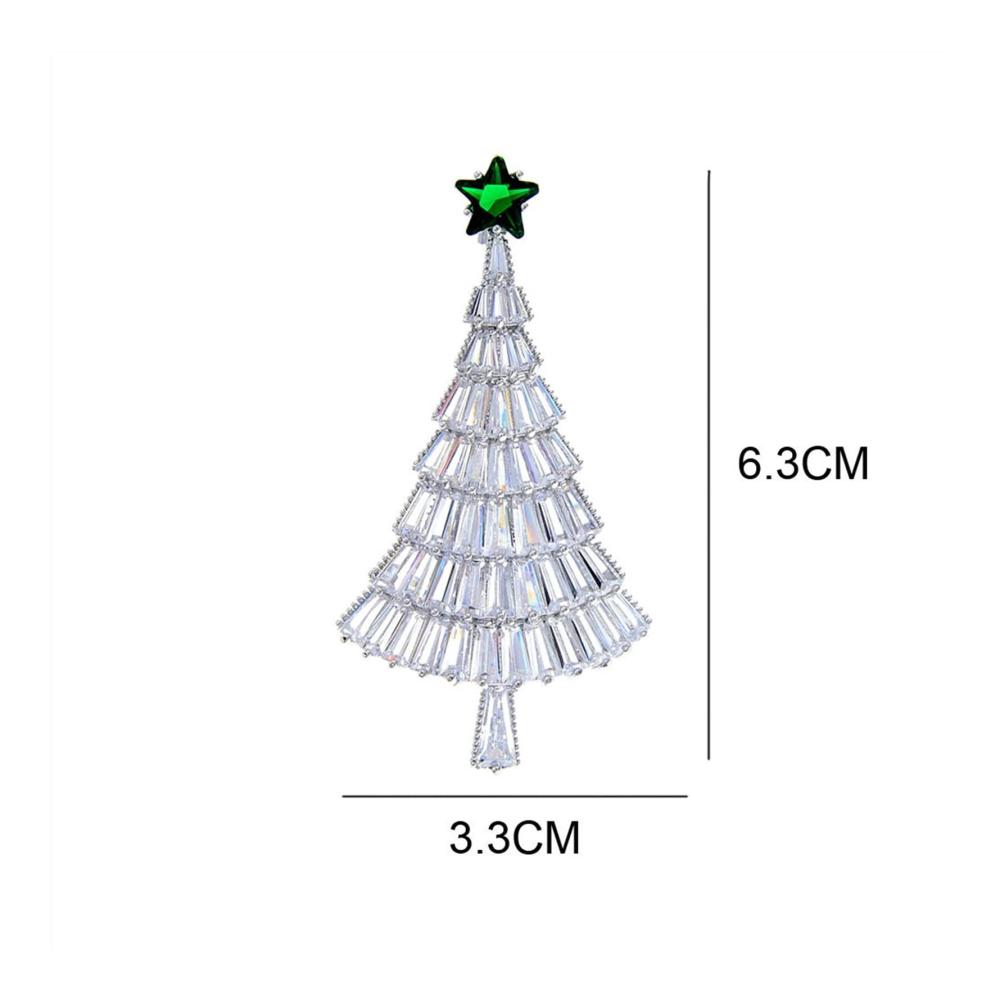 Weihnachtsbroschen Festlicher Modeschmuck mit Crystal Cube Zirkonia - Damen Bankett Accessoire für die Feiertage (Silber