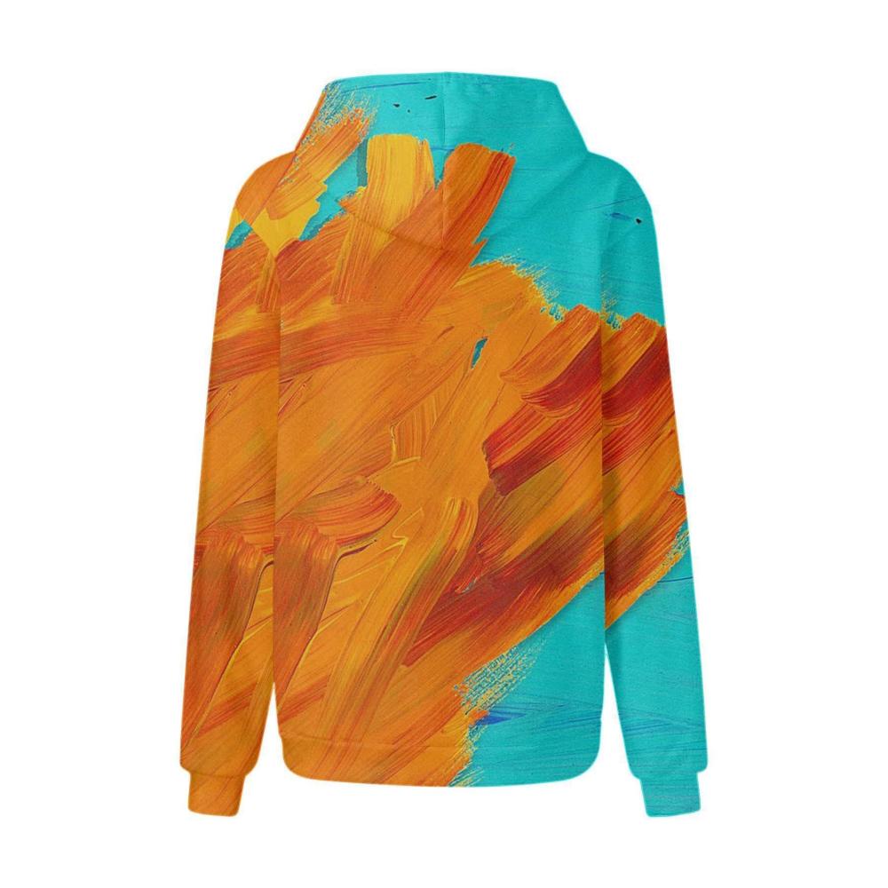 Damen Kapuzenpullover mit Farbverlauf und Tasche - Langärmeliges Patchwork-Top für stilbewusste Frauen