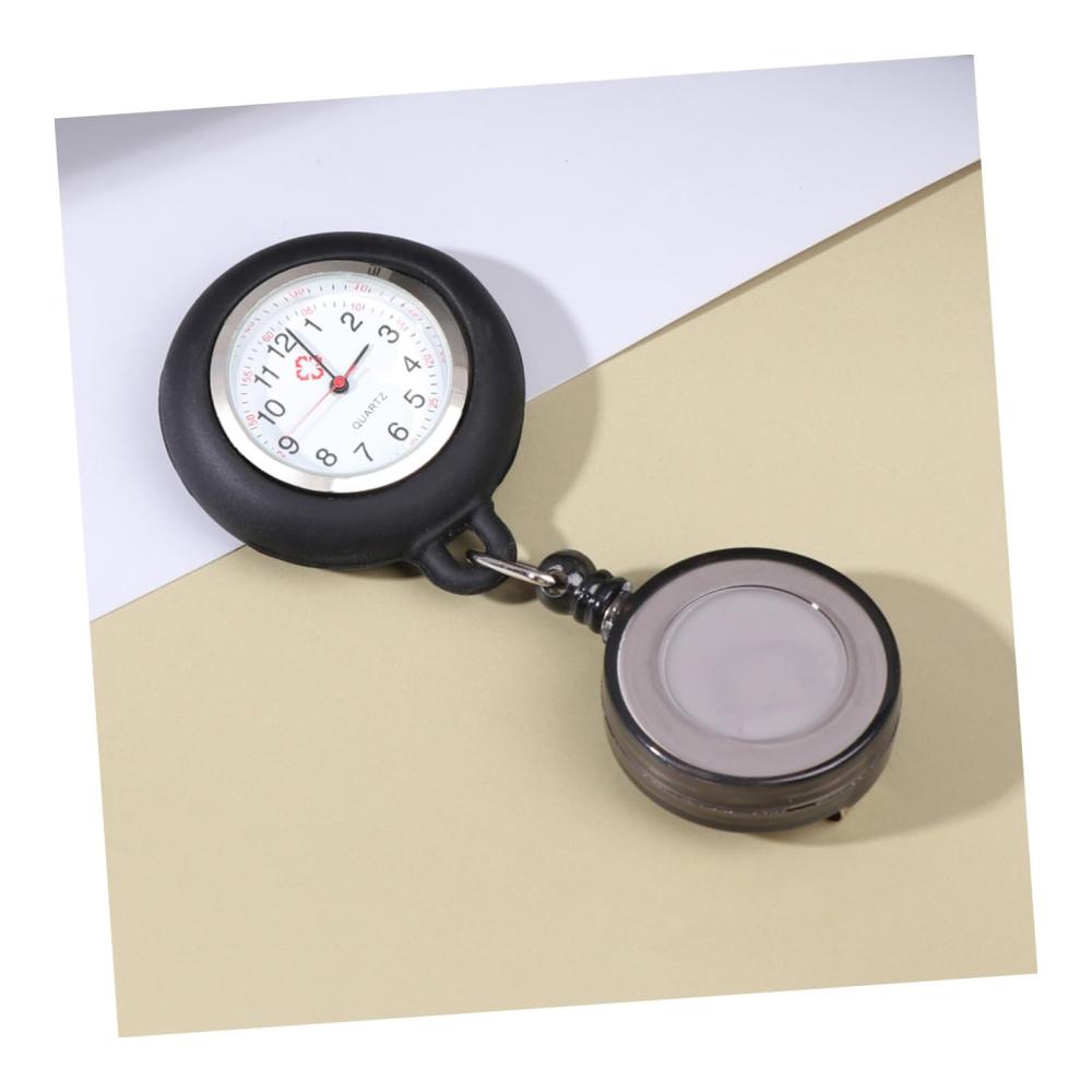 Herrenarmbanduhr mit einziehbarer Uhrkette - Stilvolle Taschenuhr für Männer mit Halskette Anstecknadel und Pflegezubehör für Krankenschwestern - Karikatur-Design mit Altem Monitor-Clip