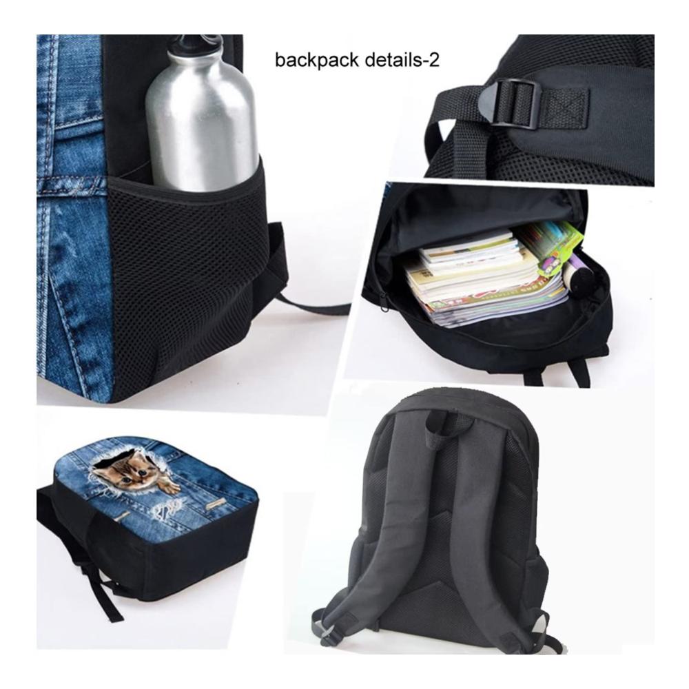 Kinder-Rucksack-Set mit Lunch-Tasche Federmäppchen Schlüsselanhänger - Axolotl Kirschblüte Design für die Schule