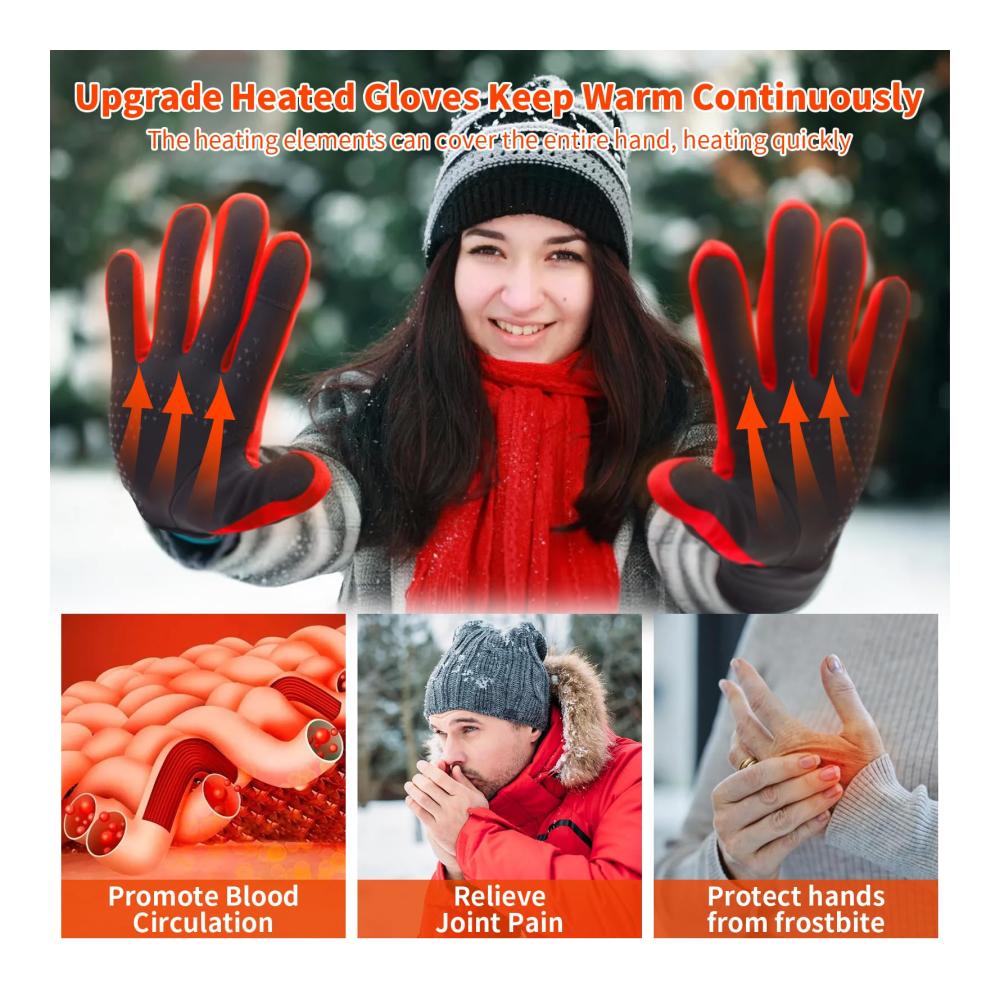 Beheizbare Handschuhe LONHEO - Dünne Liner mit Akku für Männer und Frauen (Rot XL) - Komfort und Wärme für kalte Wintertage