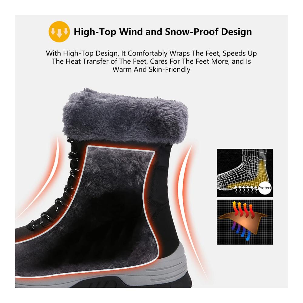 Winterstiefel Herren Wasserdichte Kletterschuhe mit rutschfester Plattform Schnürschuhe für Warme Outdoor-Aktivitäten - Red-40