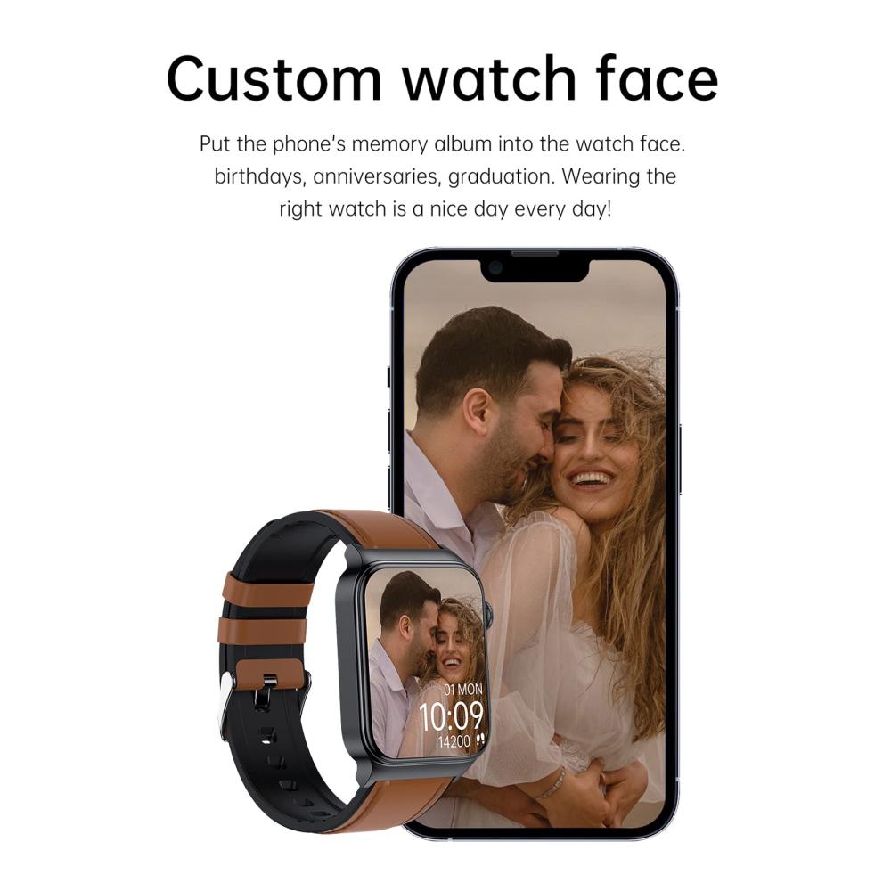 Fashion Smartwatches E500 Smart Watch mit Blutzuckermessgerät EKG PPG Herzfrequenz Temperatur Blutdruck & Sauerstoffmonitor – Wasserdichter Fitness Tracker für Männer und Frauen (Rot) SW04191