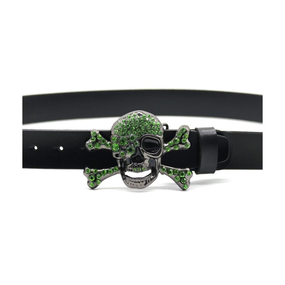 Herren Ledergürtel im Street Hip Hop Punk Style mit personalisiertem Totenkopf - Y2k Silbergürtel für den Cowboy-Look (Weiß 95 cm