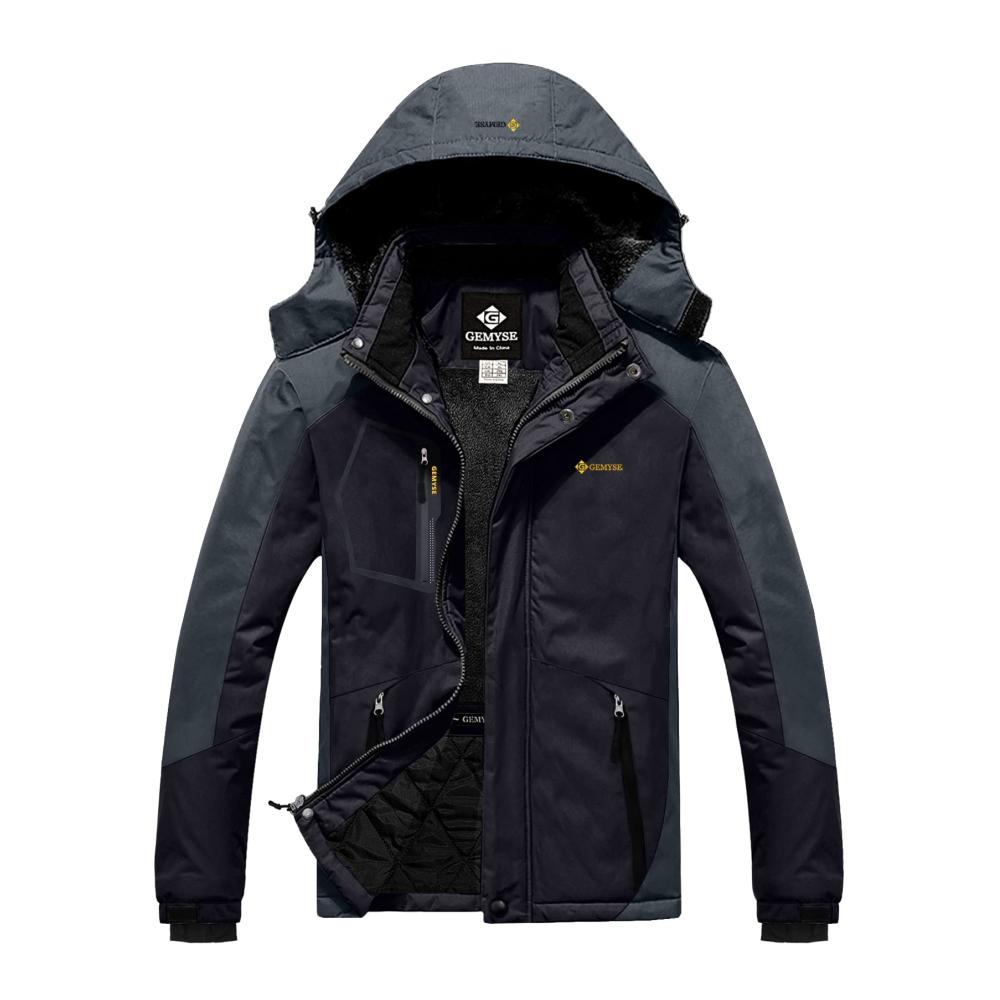 Herren Skijacke mit Kapuze Wasserdicht Winddicht Fleece-gefüttert - Perfekt für Outdoor-Wintersport