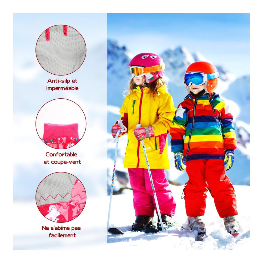 Fengzio Skihandschuhe – Wasserdichte Winterhandschuhe für Kinder Herren und Damen Winddicht Warm ideal für Snowboard Outdoor-Sport Fahrrad - Sporthandschuhe