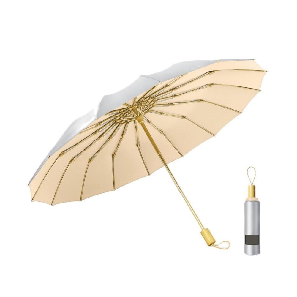3-Fach Faltbarer Taschenschirm Skeleton mit UV-Regenschutz - UPF50+ Sonnenschutz für Sonne und Regen Tragbarer Sonnenschirm mit Silberbeschichtung (Außen silber Nr. 05