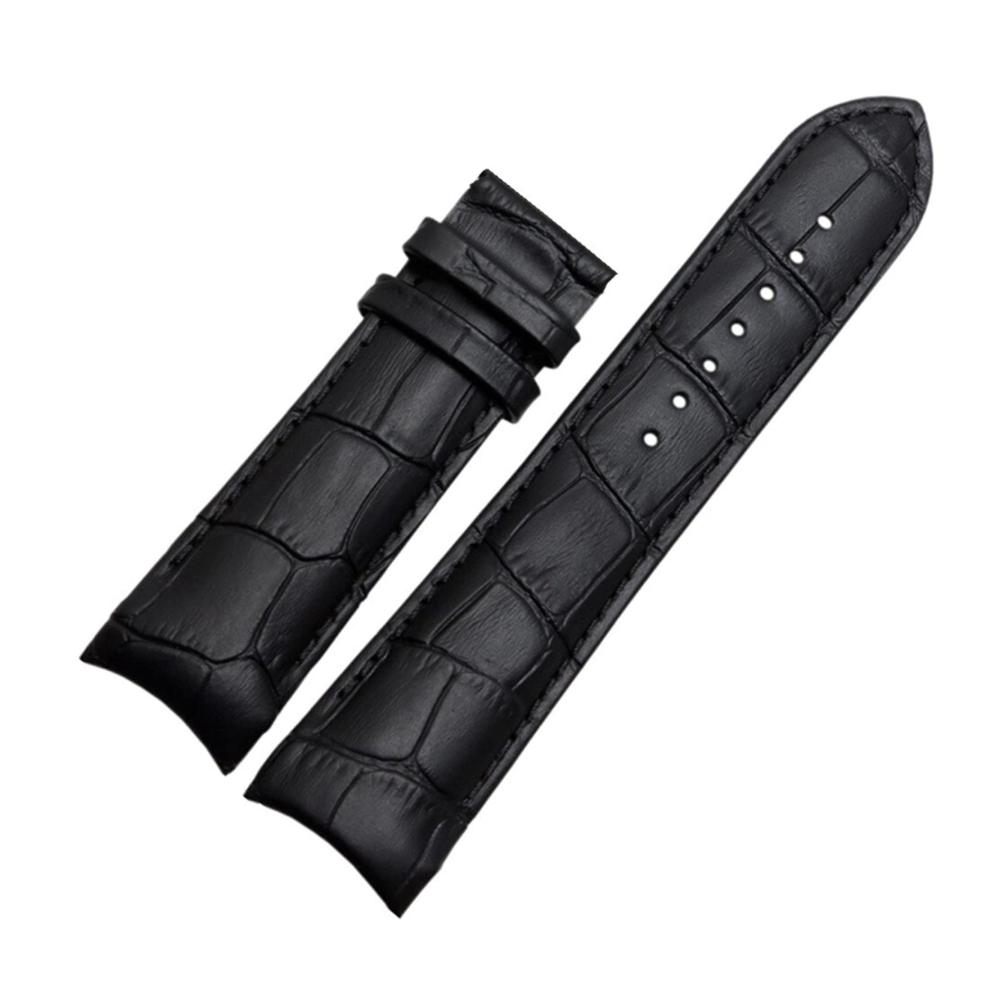 22mm 23mm 24mm Gebogenes Lederarmband mit Stahlschnalle - Braun Uhrenarmband