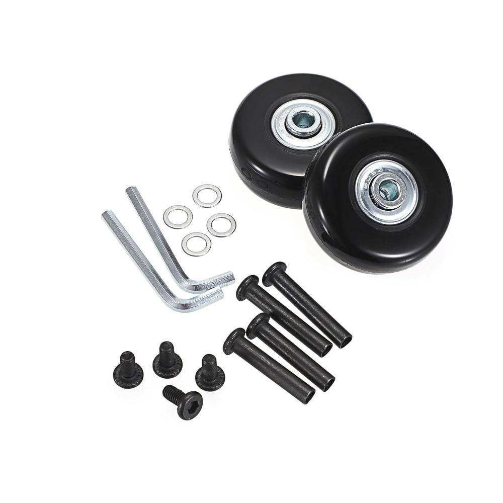 Koffer & Trolleys 2er Set Hochleistungs-Ersatzrollen mit schwarzen Schrauben für Kofferreparatur – Lagertausch für Gepäckkoffer (50 * 18mm
