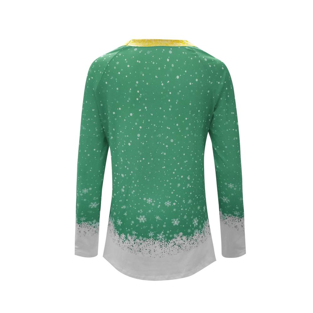Fallout Weihnachtspullover Bluse für Frauen - Grüne Tunika mit V-Ausschnitt Langarm Weihnachten Print Sexy Shirt Kalte Schulter - Casual Top mit Soft Tops - Größe M