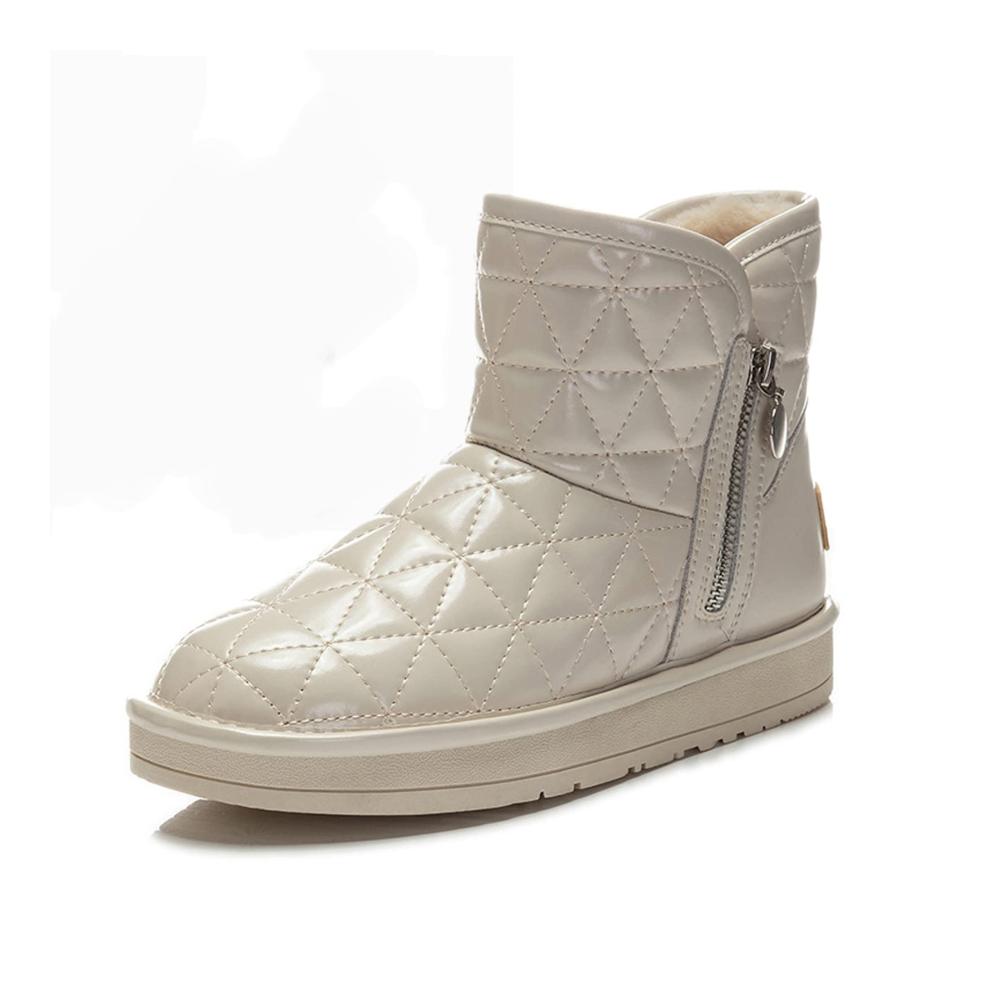 Warme Damen Kletterschuhe mit Thermofutter | Beige Schneestiefel für den Winter | Bequeme Anti-Rutsch Wanderschuhe in Größe 38