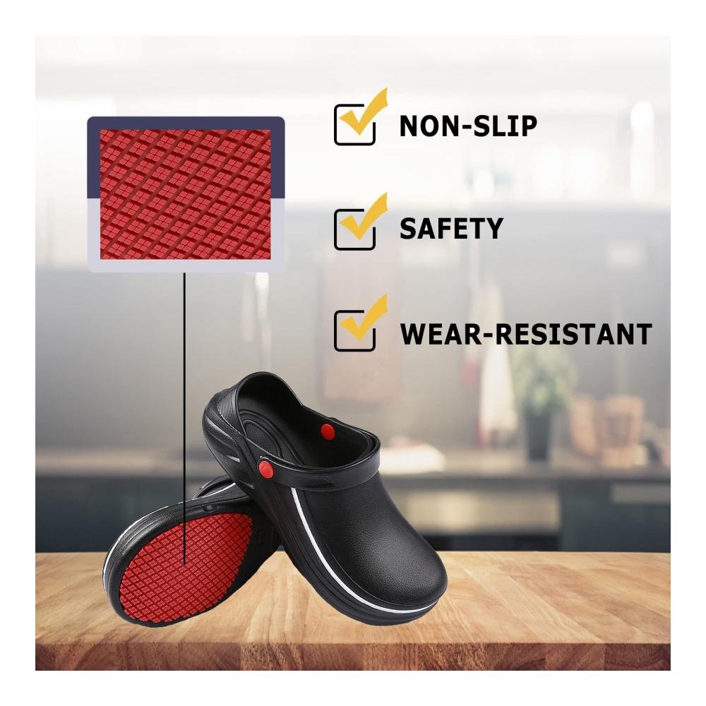 Clogs & Pantoletten Rutschfeste Kochschuhe für Herren und Damen - Wasserdichte Sicherheitsarbeitsschuhe für Chef und Arbeit - Unisex-Erwachsene Arbeitsschuhe