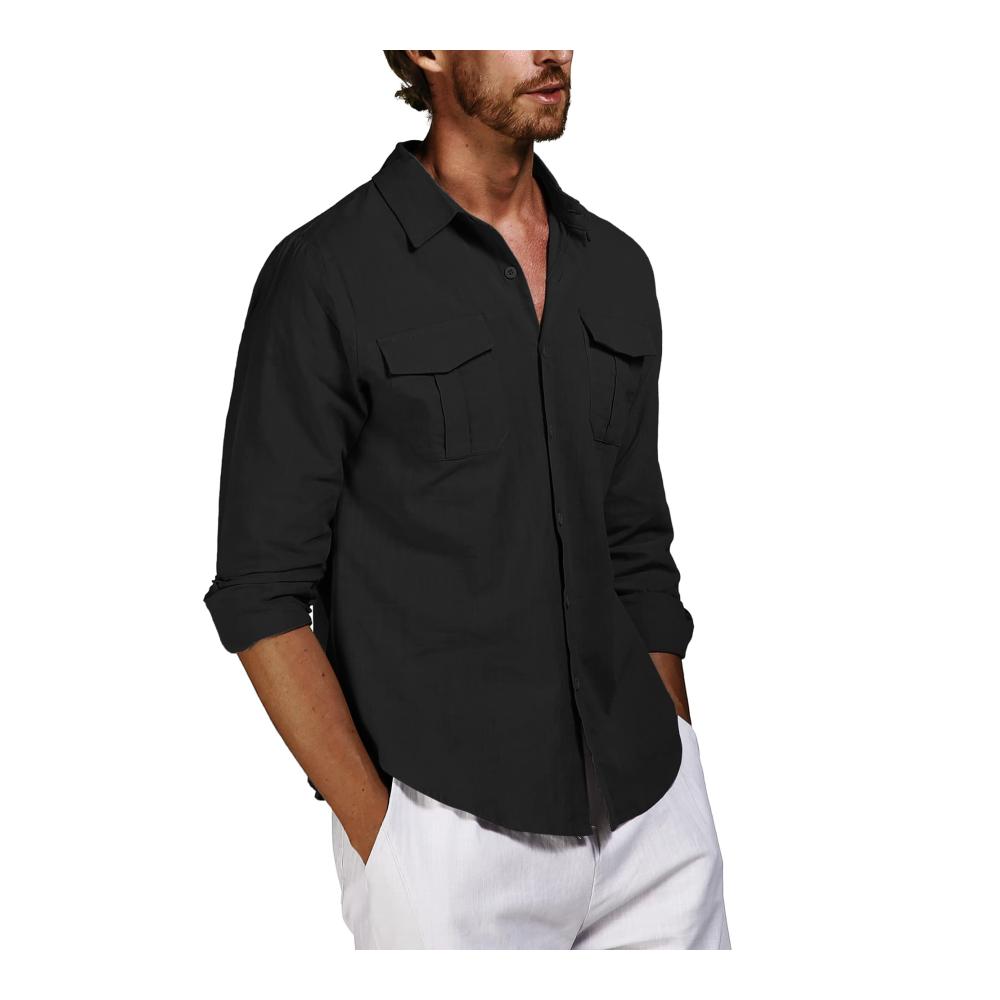 AUDATE Herren Freizeithemd - Bequemes Baumwollehemd in Regular Fit für Lässigkeit mit Langarm und Button-Verschluss - Ideal für den perfekten Beach-Look