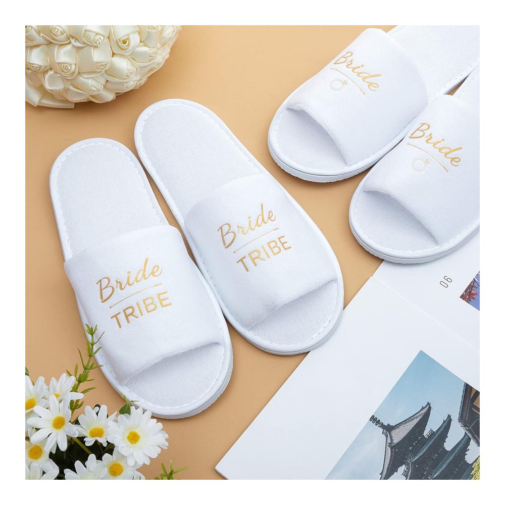 Brautjungfern Hausschuhe Set - 12 Paar Hochzeit Braut Pantoffeln für Frauen ideale Geschenke zur Brautparty und Junggesellinnenabschied