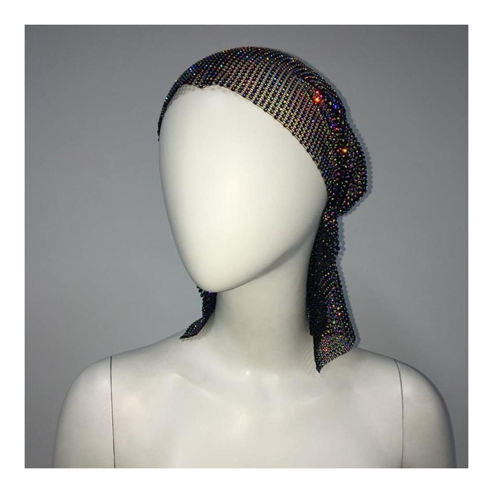 Strickmütze mit Strasssteinen und Hohl-Bling-Stickerei - Modisches Kopftuch für Frauen und Mädchen ideal als Haarschmuck