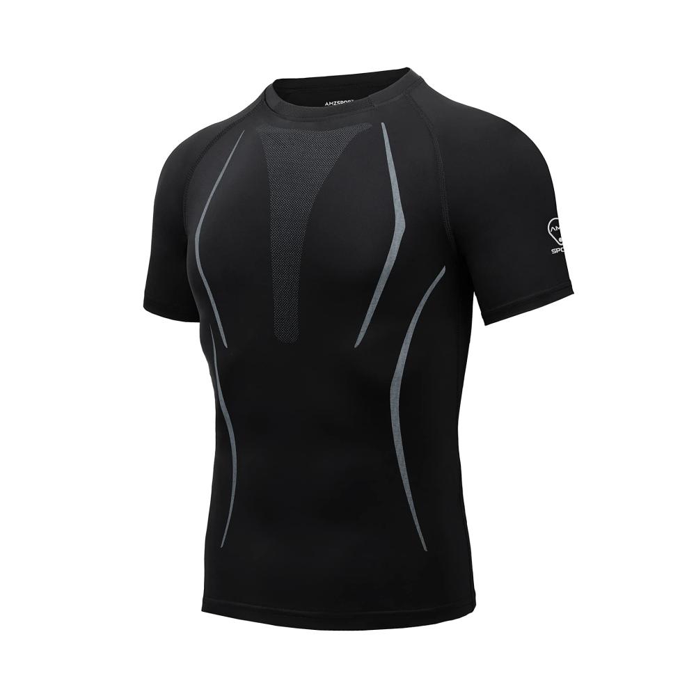 Herren Kompressionsshirt - Kurzarm Laufshirt Schnelltrocknendes Sport- und Funktionsshirt