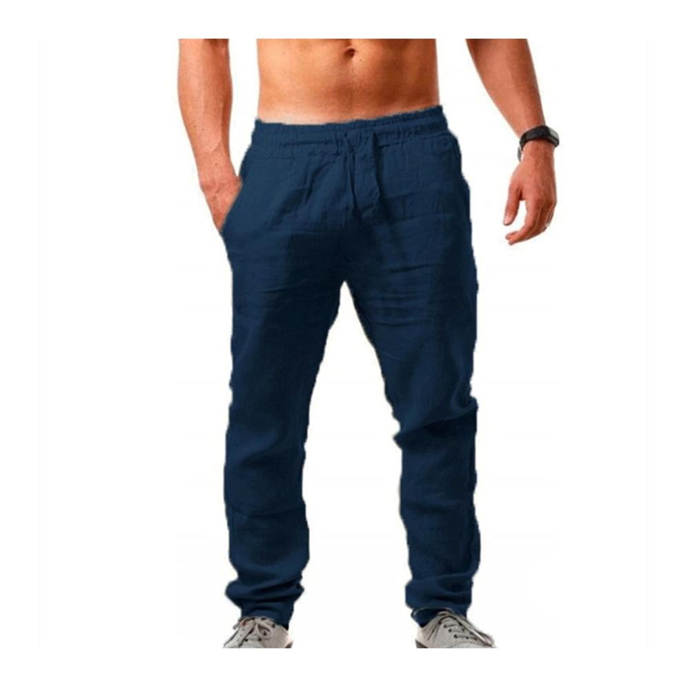 Leinen-Trainingshosen für Herren Atmungsaktive Sommerhose mit Kordelzug perfekt zum Wandern Radfahren und Freizeit