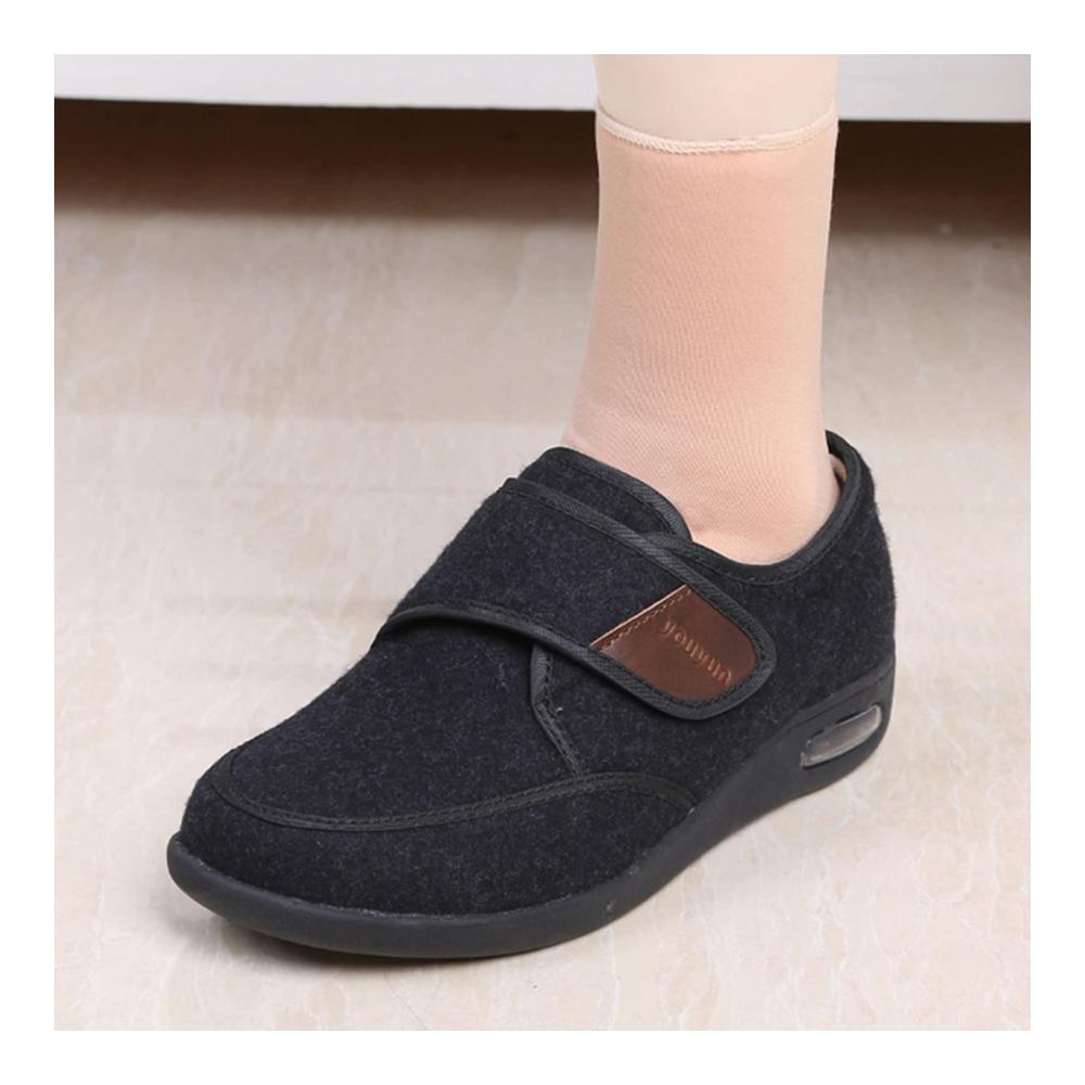 Diabetiker Hausschuhe mit Klettverschluss Extra Breite Passform Atmungsaktiv für Damen und Herren Stilvolle Unisex Therapieschuhe in Schwarz Größe 50 EU