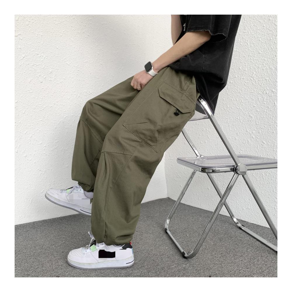Herren Cargo Arbeitshose Lässige Relaxed Fit Jogginghose mit Taschen