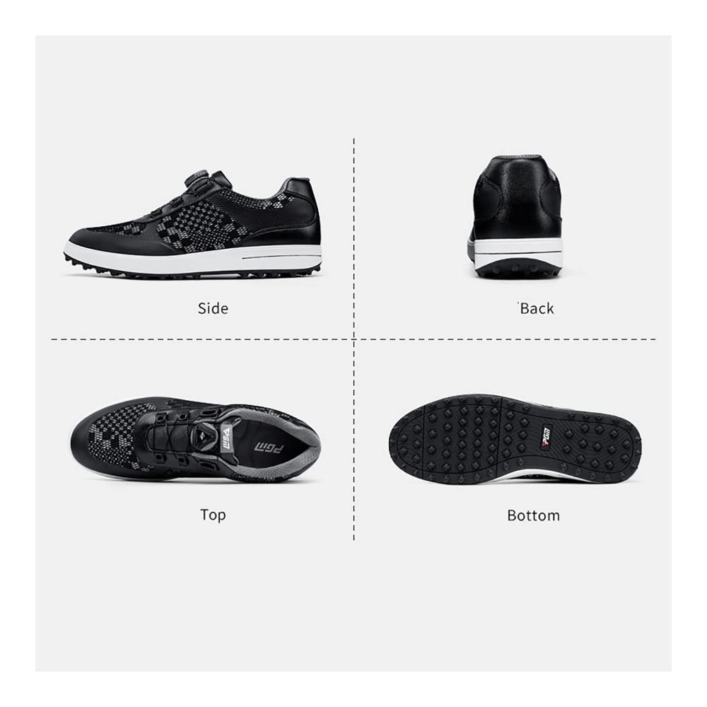 Golfschuhe für Männer - Atmungsaktive Mesh-Oberfläche Profi Anti-Skid Golf Sneakers in Großer Größe (Schwarz 275MM
