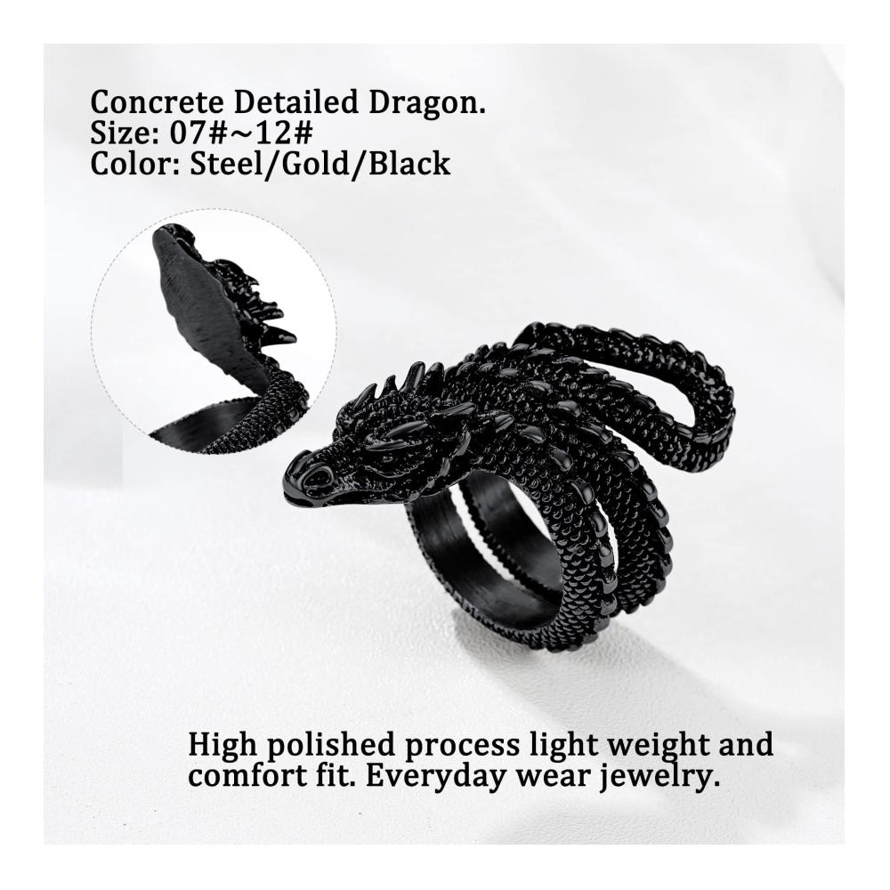 Vintage Edelstahl Schlangen- und Drachenringe Gothic Schmuck mit Gravur für Personalisierte Geschenke