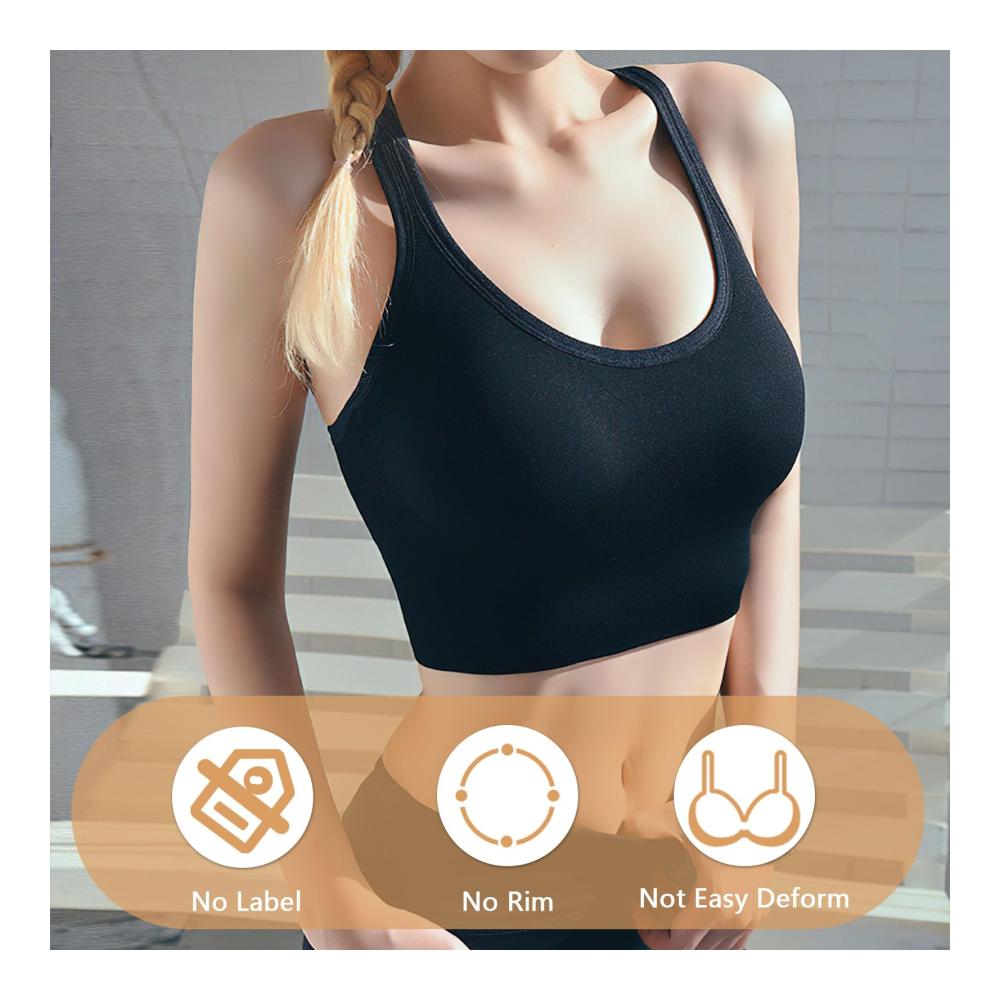 Sport-BH Damen 2er Set | Push-Up Bustier ohne Bügel | Gepolstert & Trägerlos | Bügelloser BH für starken Halt | Sport-BHS für Yoga Fitness Training Joggen | Größe L