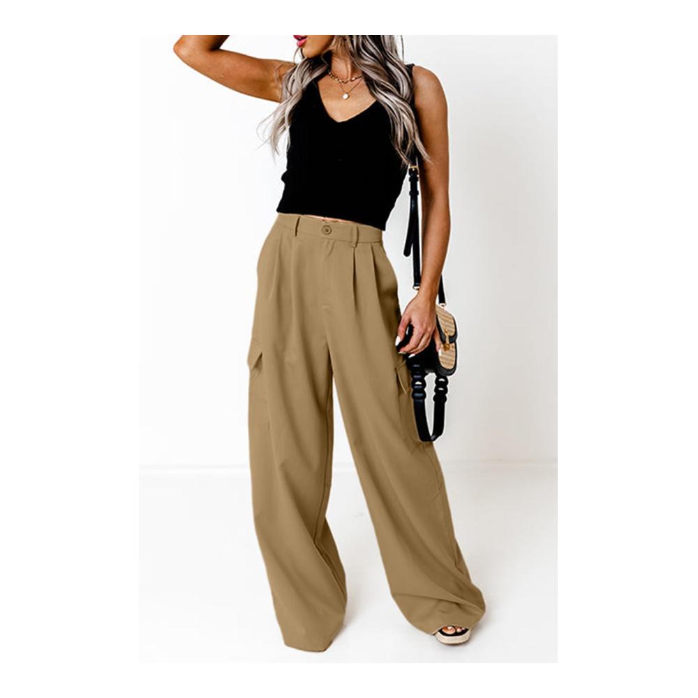 Damen Cargohose Baggy Weite lose Passform High Waist - Byoauo Casual Hose für Damen