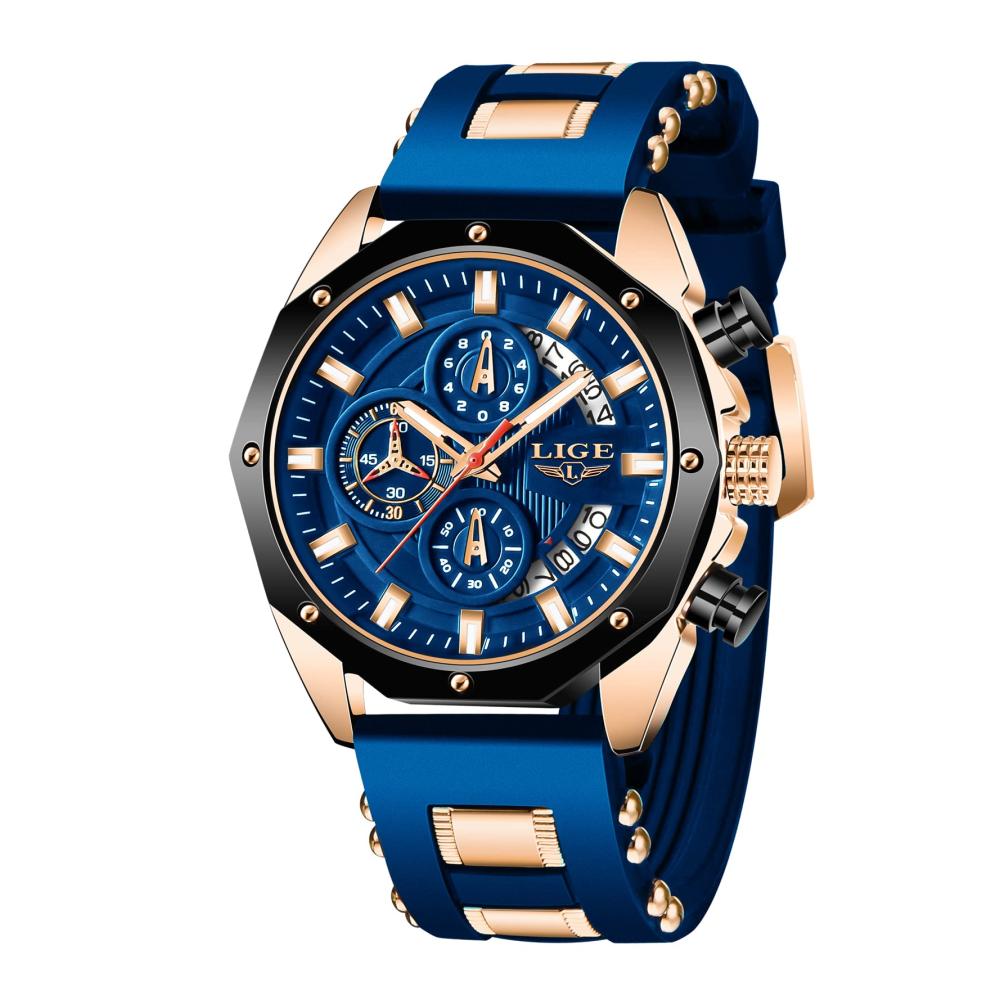 Chronograph Herren-Armbanduhr aus Edelstahl - Wasserdichte beleuchtete Analoguhr mit großem Zifferblatt Quarzwerk sportlichem Design & klassischem Stil
