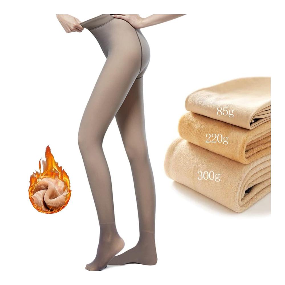 Durchscheinende Superstretch-Leggings Damen Winterstrumpfhose mit Fleecefutter