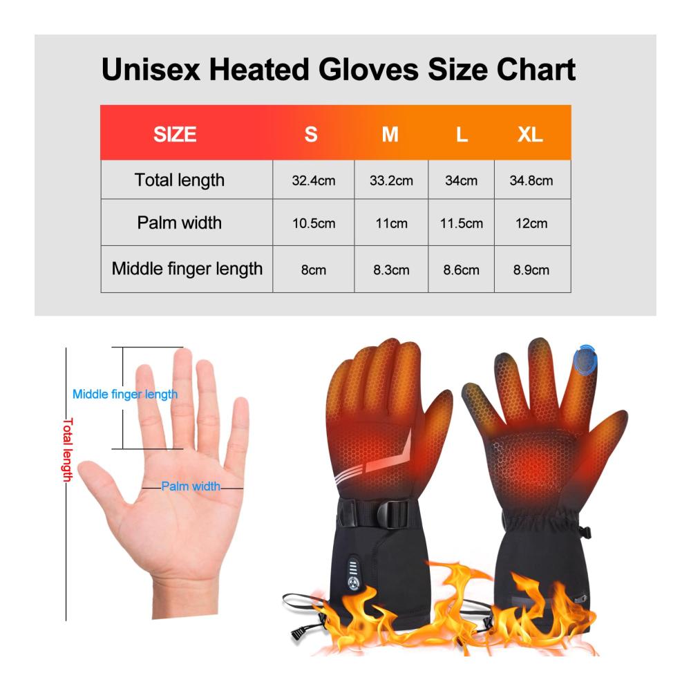 Heizbare Handschuhe mit 7.4V 3000mAh Akku für Herren und Damen – Wasserdicht 5 Temperaturstufen – Ideal zum Wandern Radfahren & Skifahren
