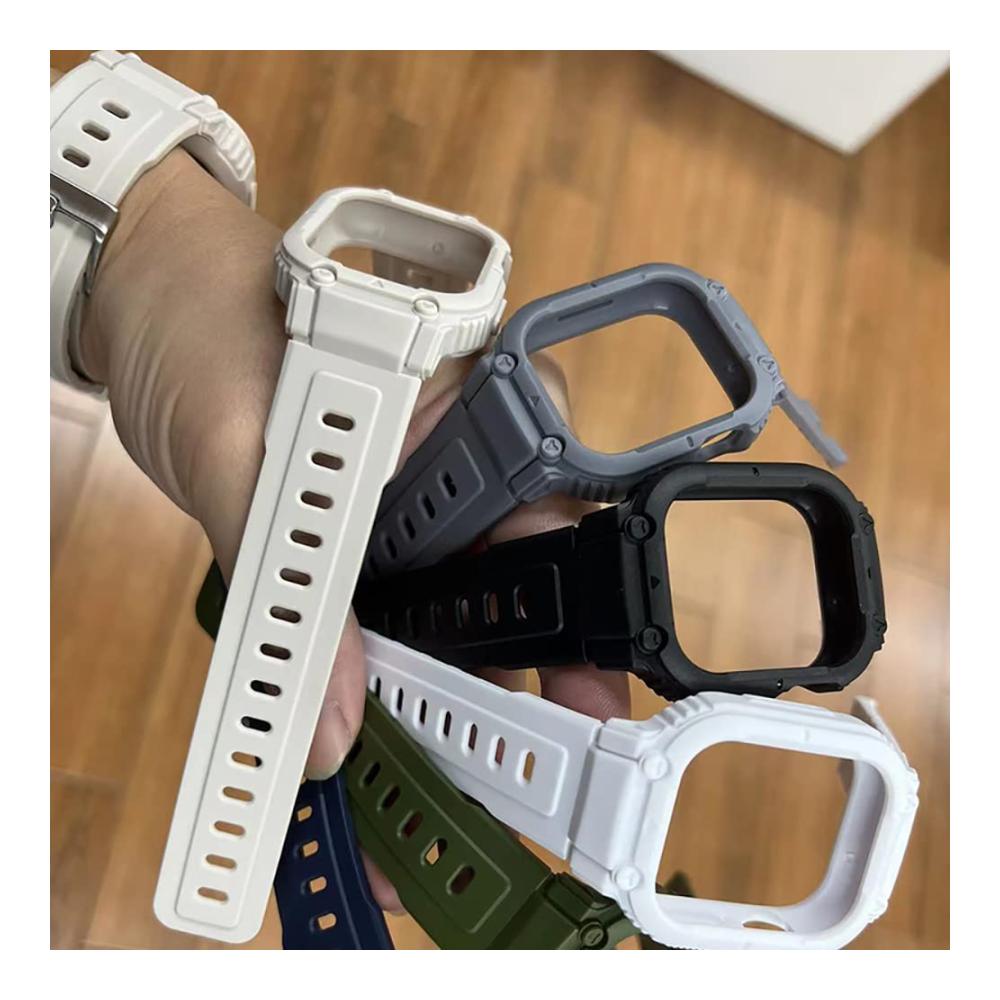 Apple Watch Series 8 7SE654 TPU Silikon Armband mit Ultra 49 mm Schutzhülle - Passend für 41/45/40/44 mm Uhren - Hochwertiges Uhrenarmband