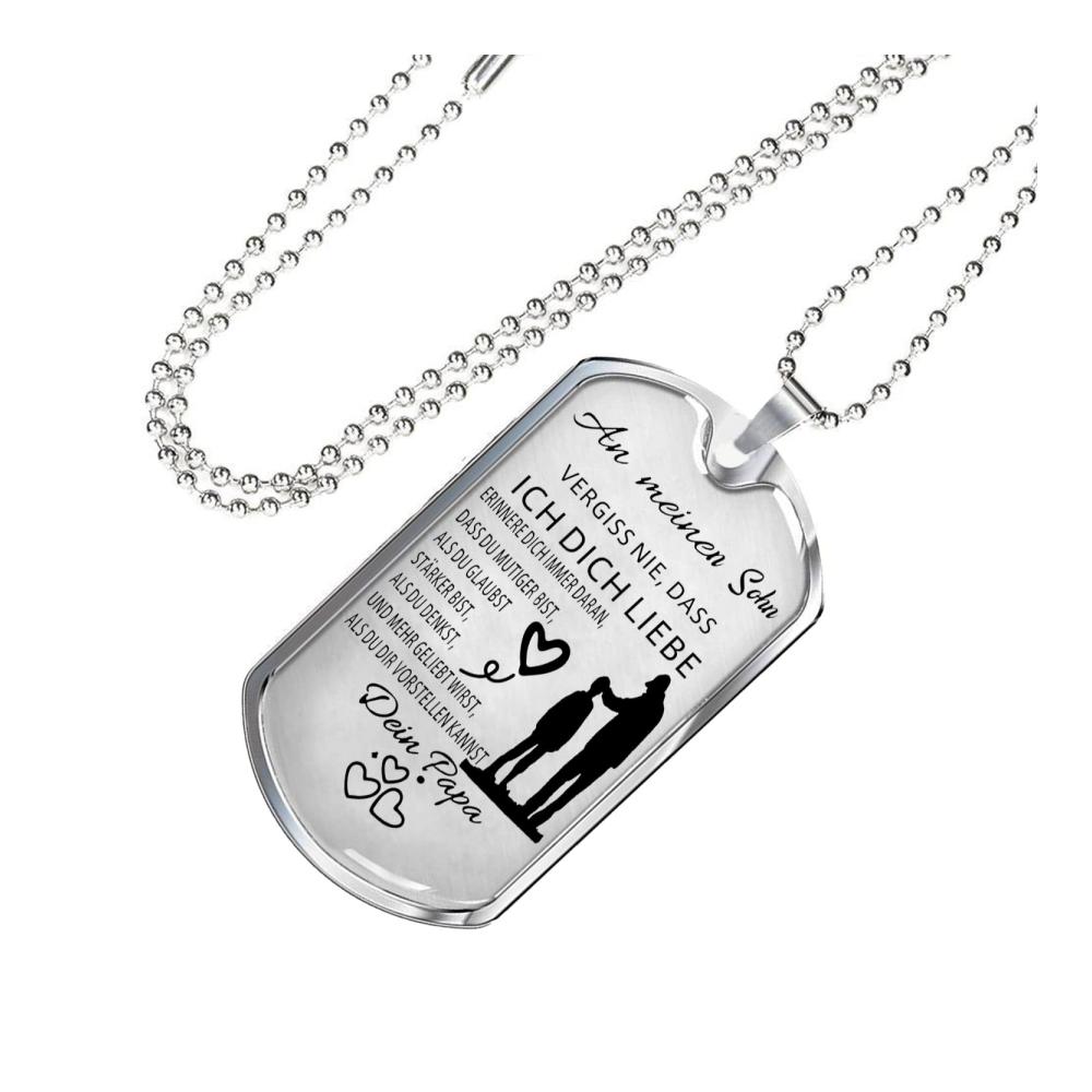 Dog Tag Kette für Herren – Personalisierte Geschenke von Mama für Sohn – Stilvolle Halskette mit individuellem Gravurschmuck